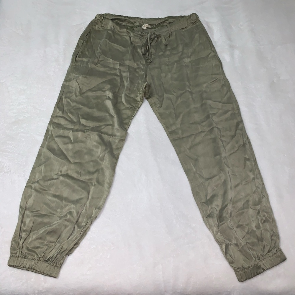 Maggie Ward Silk Olive Green Joggers